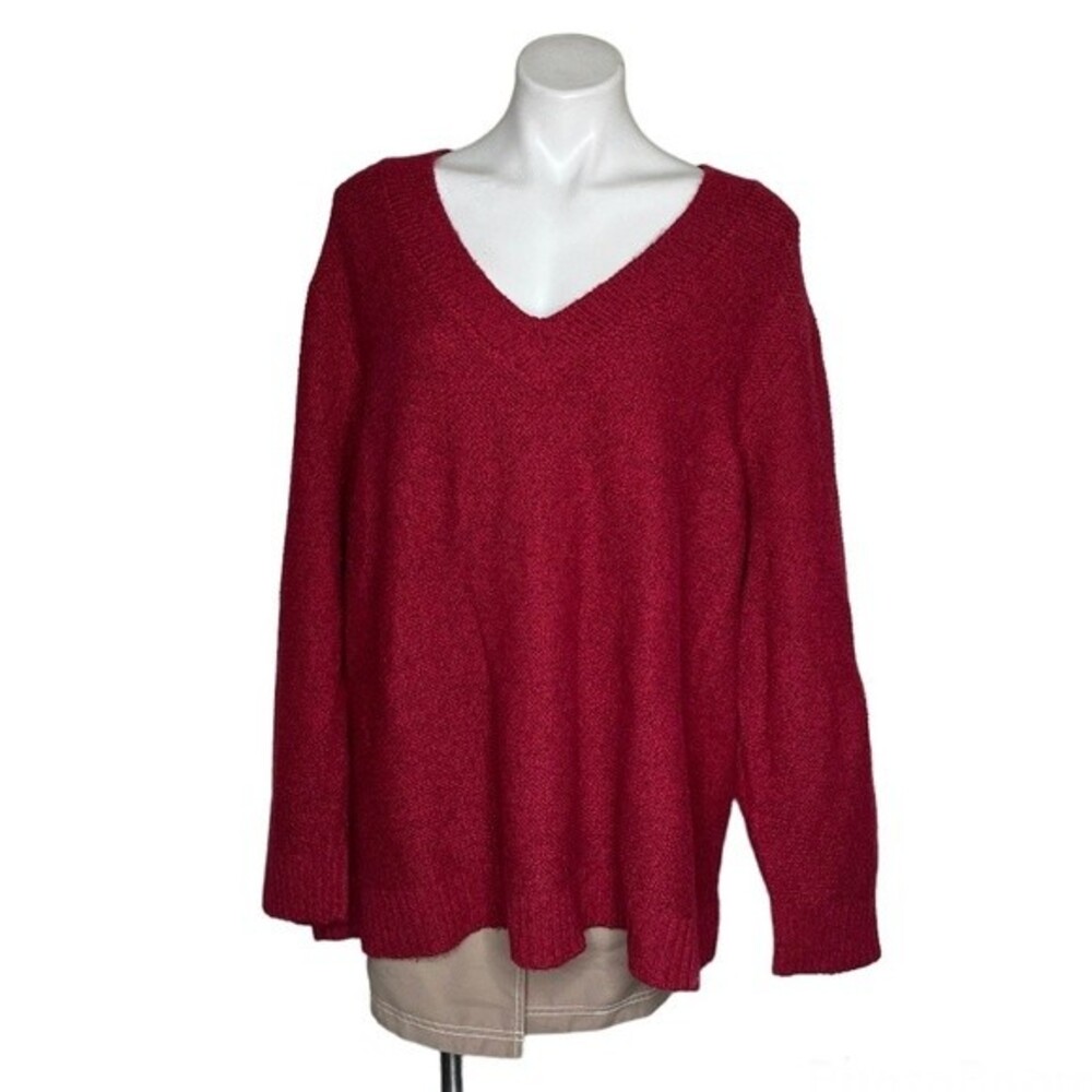 J JILL Pullover Sweater Top Brick Red V Neck Popover Loose Fit Plus Size 4X